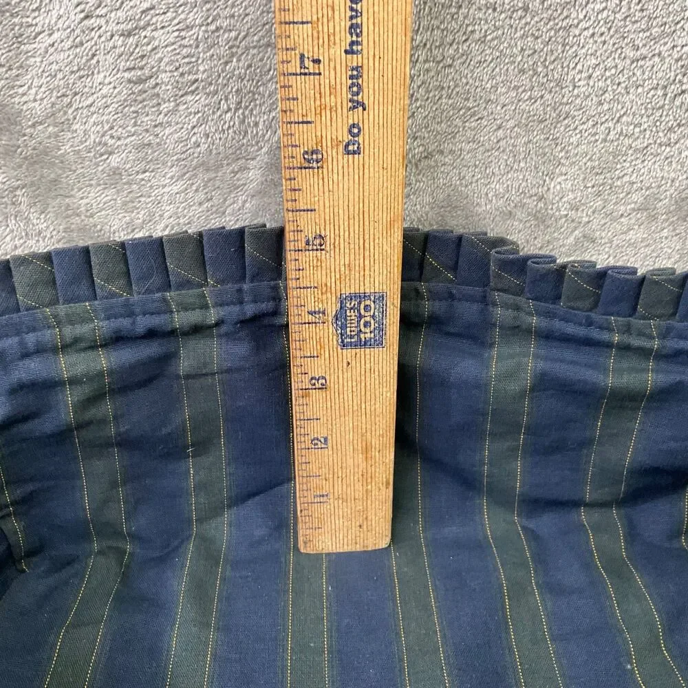Longaberger Ruffled Tartan blue/ grn Basket Liner Cotton 12”x 6”x 5” tall USA
